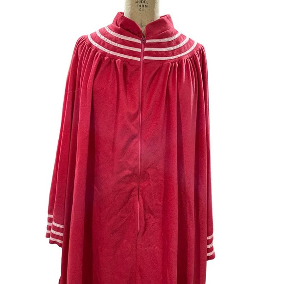 Vintage New Issues Womens House Coat Dark Pink Velour Zippered Pockets OS - Picture 3 of 12